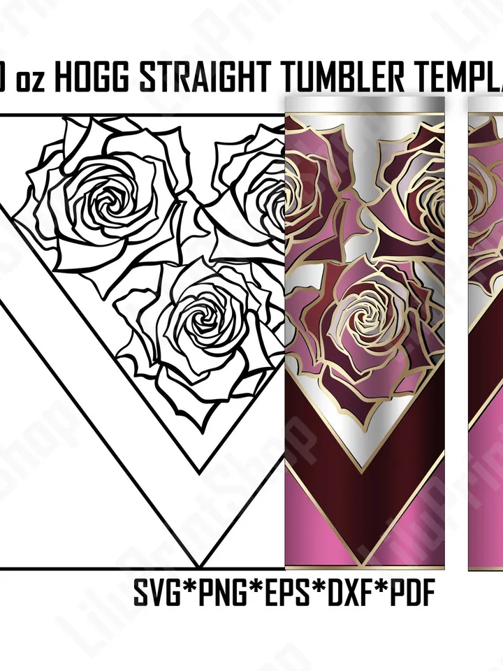 Hogg tumbler template V split tumbler svg Tumbler designs svg Roses tumbler svg 20oz straight tumbler Burst tumbler svg Hogg Flowers tumbler