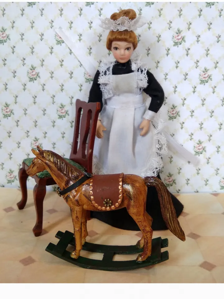 Wheelchair horse. Dollhouse miniature.1:12 scale.