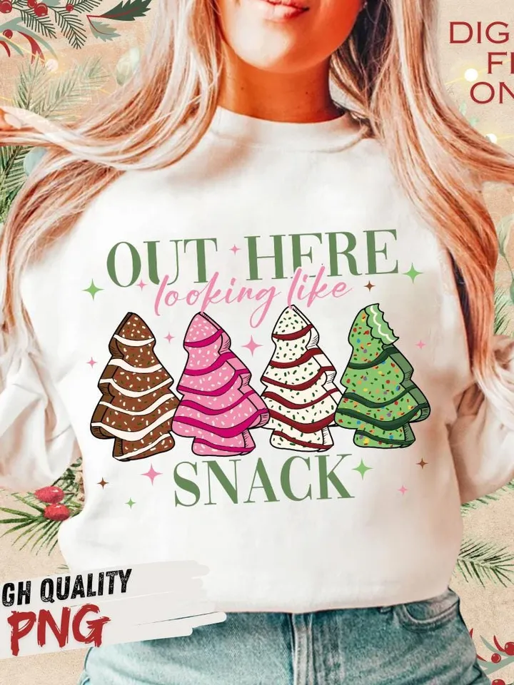 Christmas Coquette Bow Png, Out Here Lookin Like a Snack Png, Christmas Cake Png, Holiday vibes png, Retro Christmas, Xmas sublimation