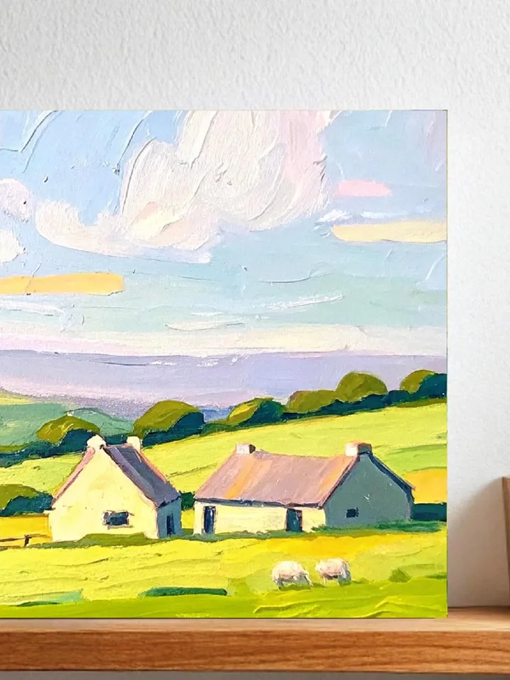 Ireland Painting Irish Cottage Original Art Sheeps Painting Landscape Impasto Oil Painting Farm Impressionist Art Gift by ArtProkopaloSv