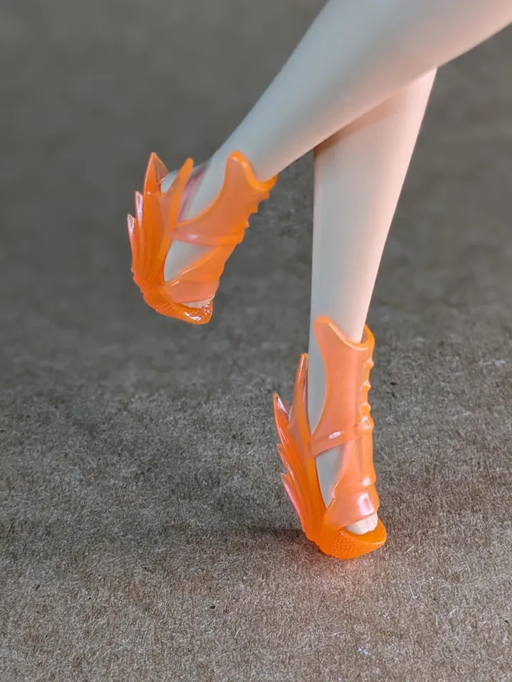 Orange transparent wedge sandals for 1/6 scale female dolls