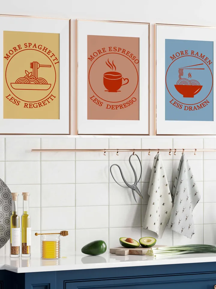 More Spaghetti Wall Print Retro Kitchen Wall Decor Pasta Lover Print Digital Download Print More Expresso Poster Italian Food More Ramen