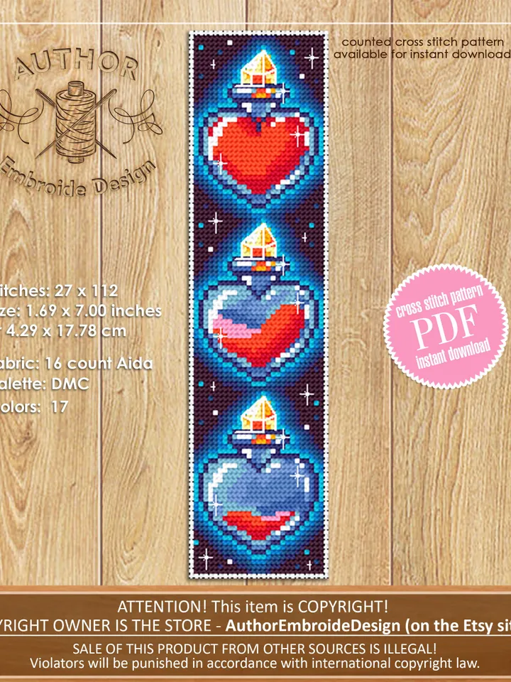 Potion bottles Bookmark cross stitch pattern download PDF Handmade bookmark Valentine stitch, Love witch potion, Halloween potions #B123