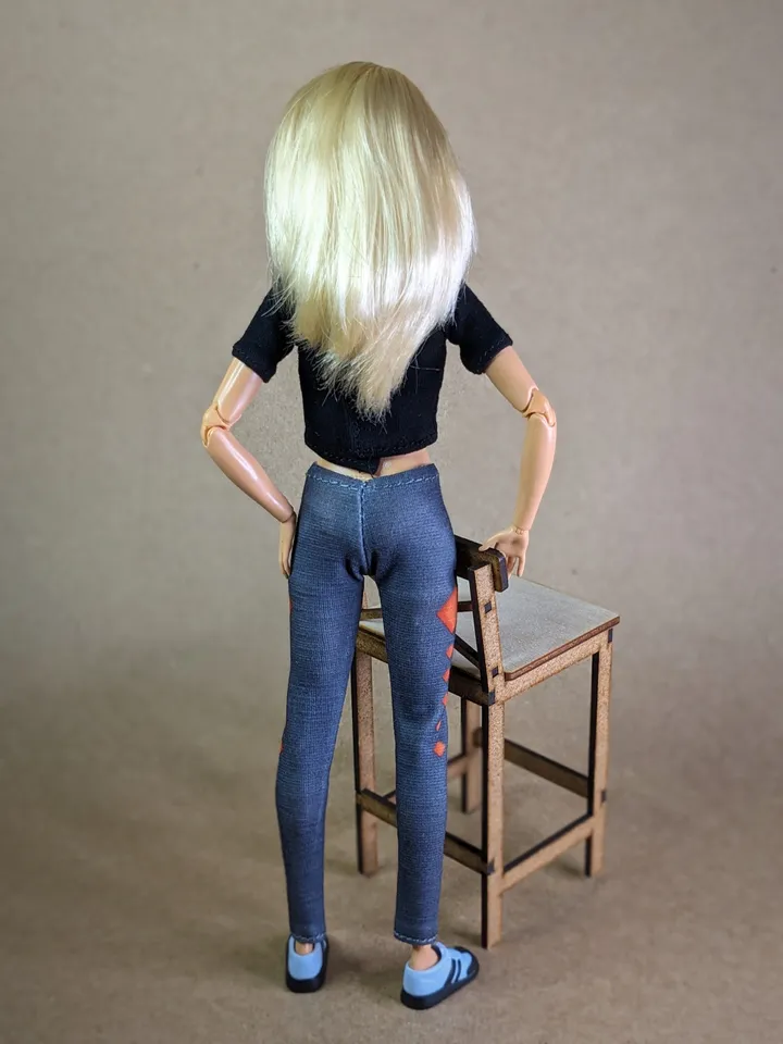 Black T-shirt & Gray leggins for 1/6 scale fashion female dolls