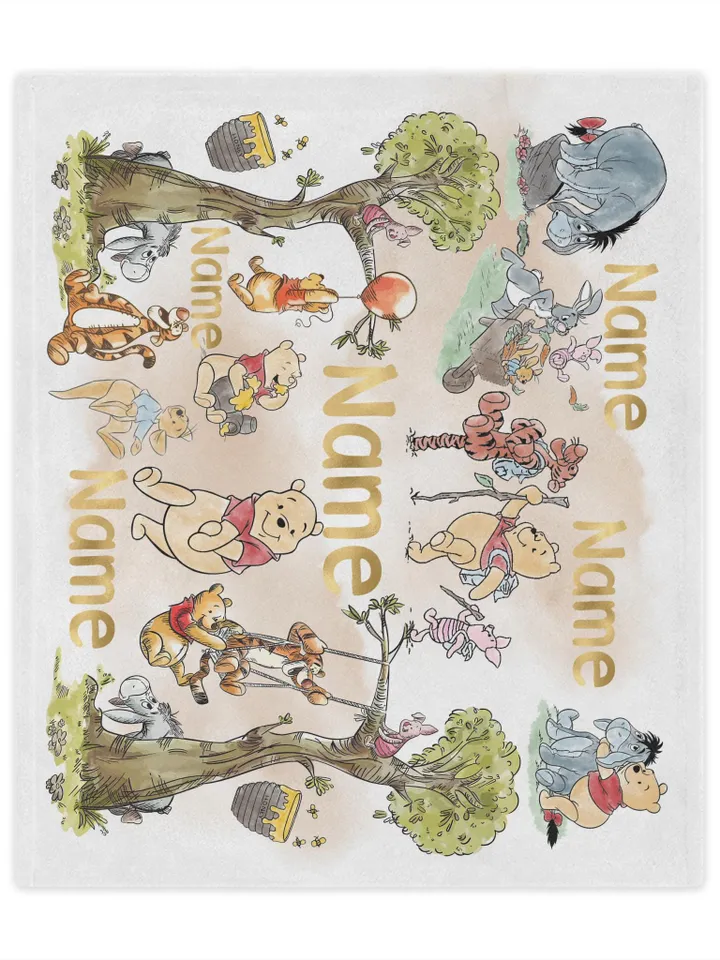 Personalized Winnie the Pooh Microfiber Blanket | Cozy Kids Gift, Nursery Decor, Baby Shower Present, Custom Name Blanket, Soft & Stylish
