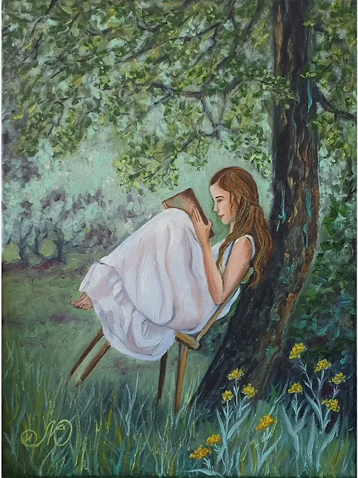 Girl Painting Forest Original Art Figurative Artwork Oil Painting Canvas Art