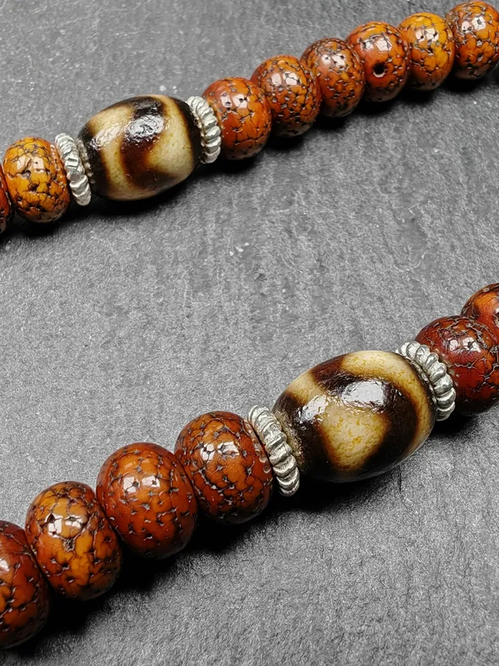 Gandhanra Authentic Tibetan Handhold Wrist Mala - 10mm Old Lotus Seed Beads Bracelet - Best Portable Buddhist Prayer Beads for Meditation