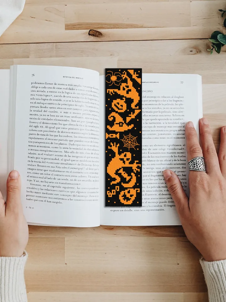 Halloween bookmark cross stitch pattern PDF download Halloween sampler cross stitch chart, Simple handmade bookmark pattern digital #B229