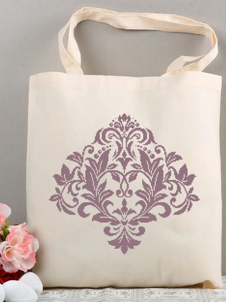 Floral damask ornament cross stitch pattern PDF download Flower mandala cross stitch chart, Damask pattern digital PDF, Floral scroll #M257