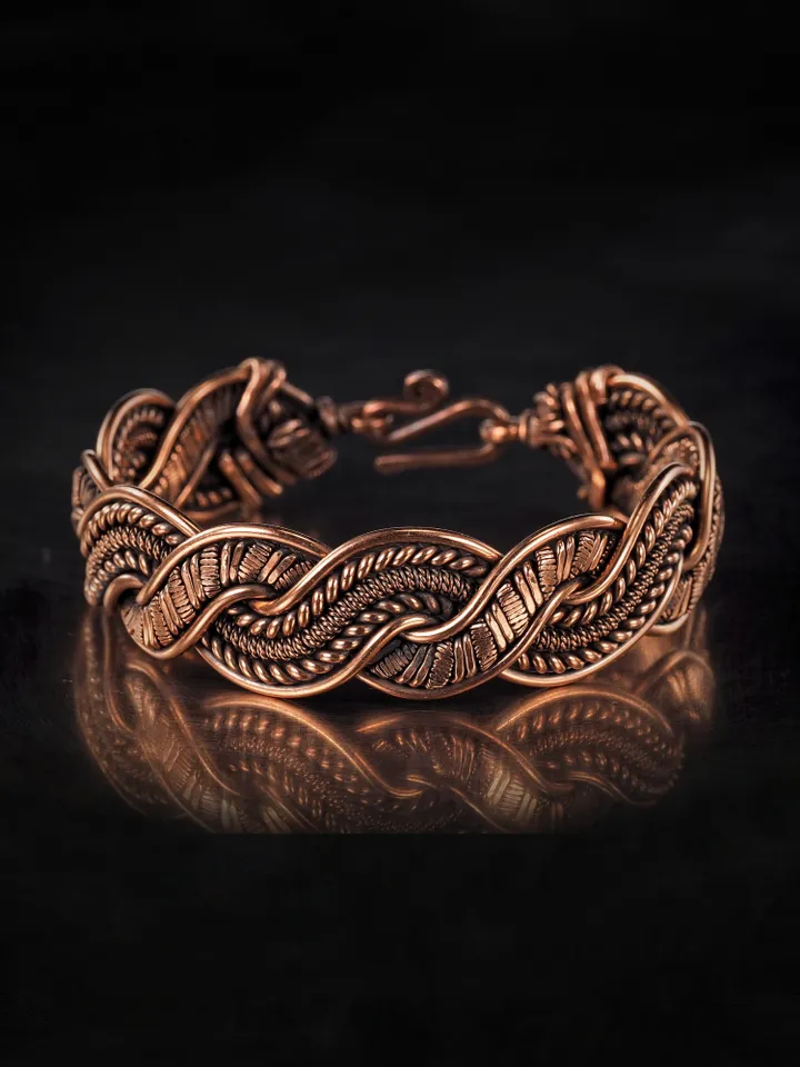 Copper wire wrapped bracelet for woman 7th Anniversary gift Small size bracelet