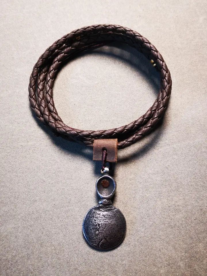 Gandhanra Handmade Buddhist Amulet,Skull Sītavana and Flame Pendant,Cold Iron inlaid Copper