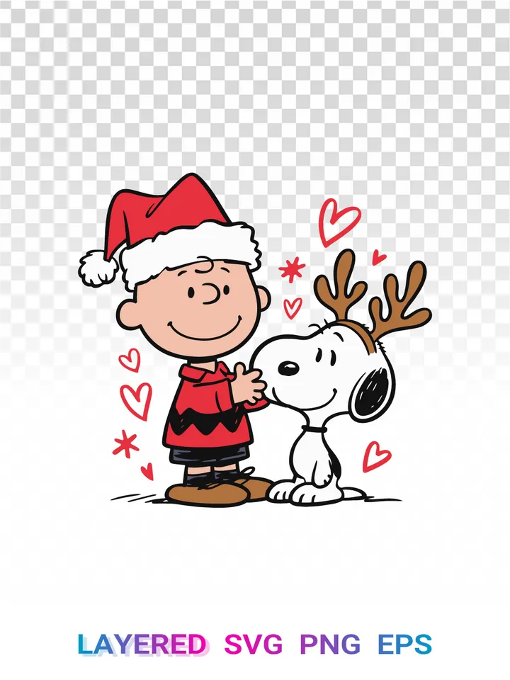 Charlie Brown SVG, Reindeer Snoopy PNG, Peanuts Christmas