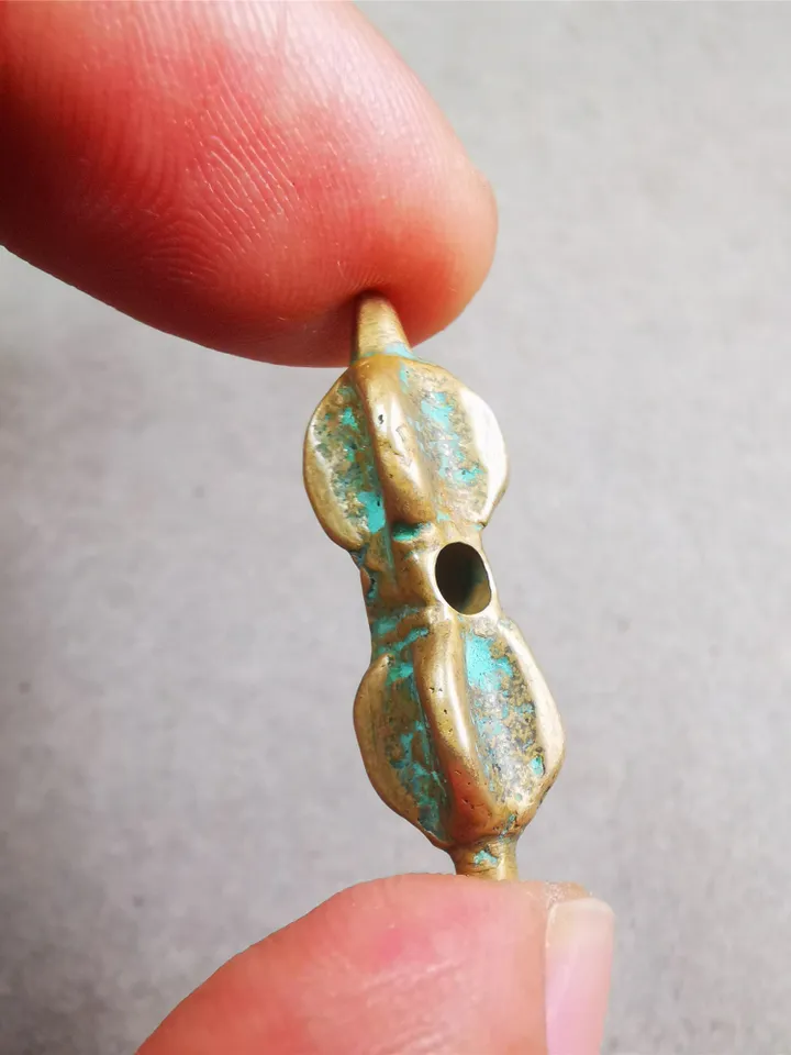 Gandhanra Old Tibetan Amulet,Vajra Pendant for Mala,Bag Hanging,Prayer Bead Accessories,1.26&quot; × 0.3&quot;