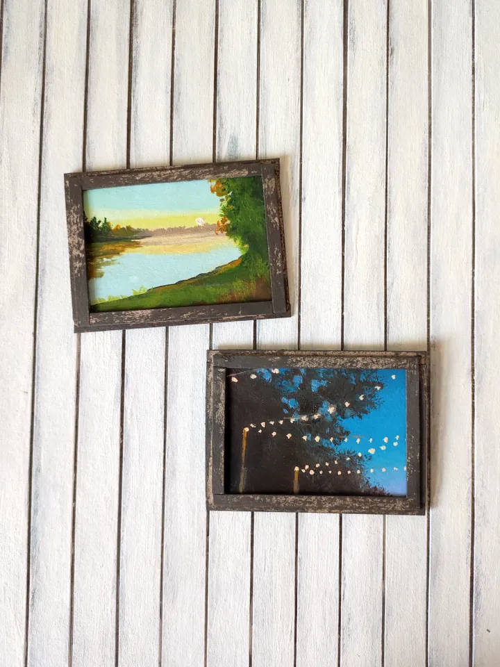 Set of Miniature Oil Paintings for Dollhouses Scale 1/6