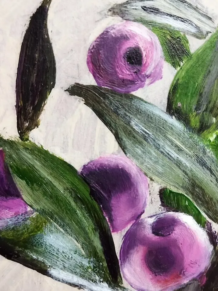 Oil painting with berries