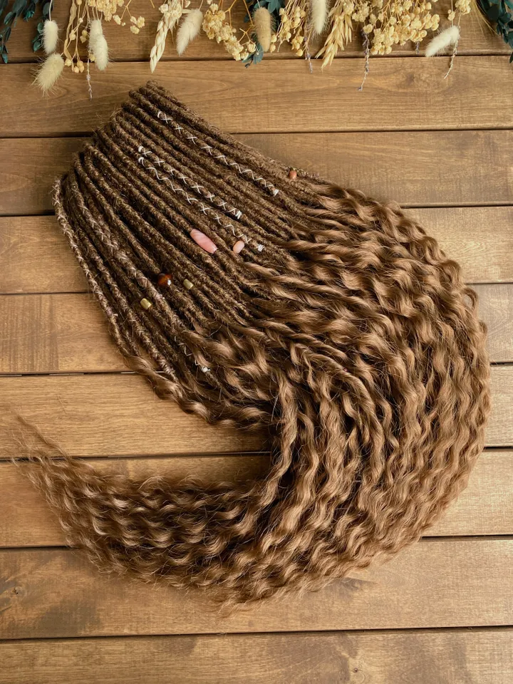 Brown synthetic crochet curly De dreadlocks Ready to Ship