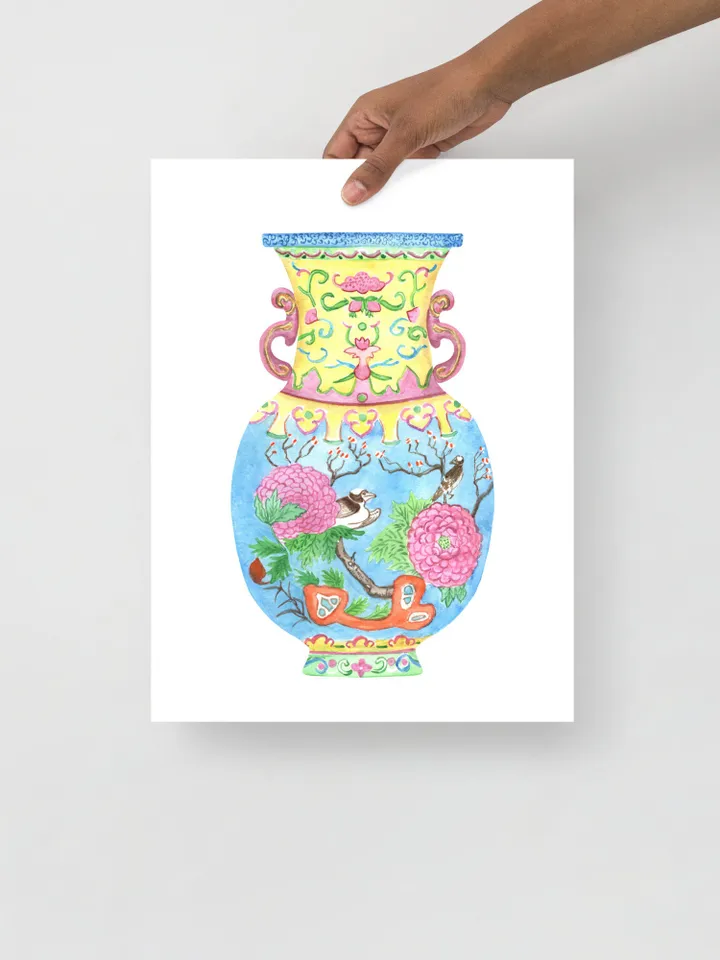 Chinoiserie Ginger Jar Vase Watercolor Painting Art Print Asian Wall Art Chinoiserie Chic Gift For Her Living Room Print Chinoiserie Art