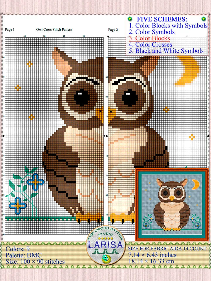 Owl Cross Stitch Pattern | Enchanting Owl Design