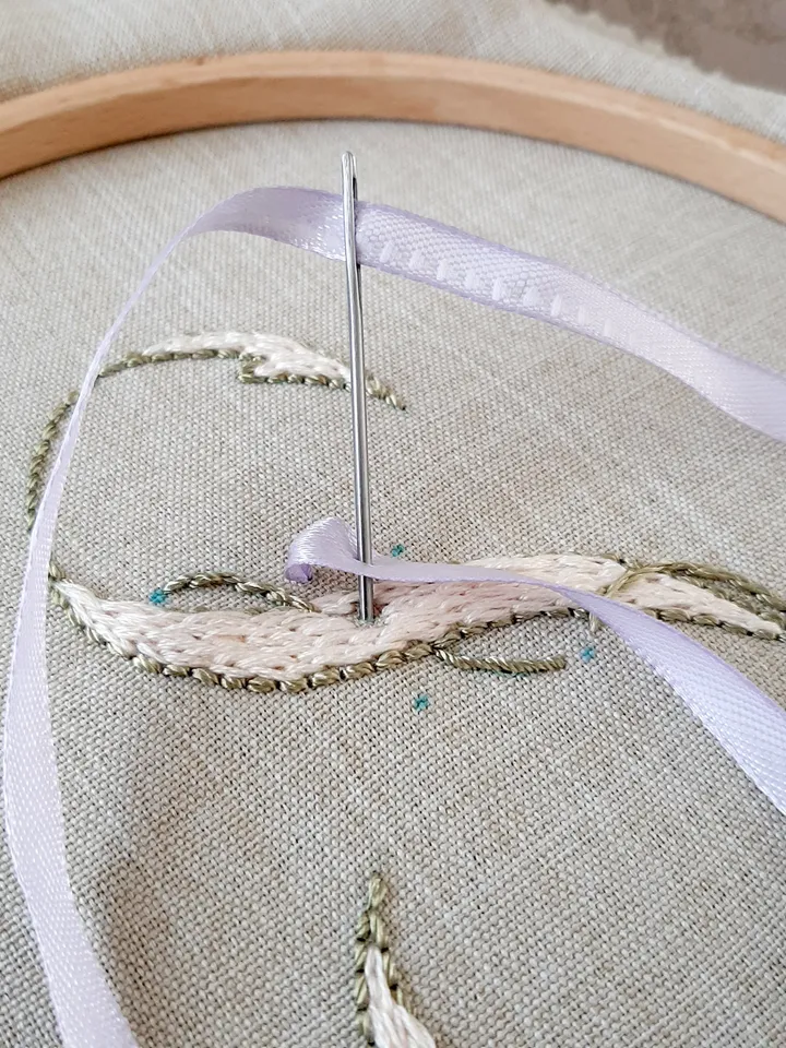 Floral alphabet letter S pdf hand embroidery beginner Flower monogram ribbon embroidery