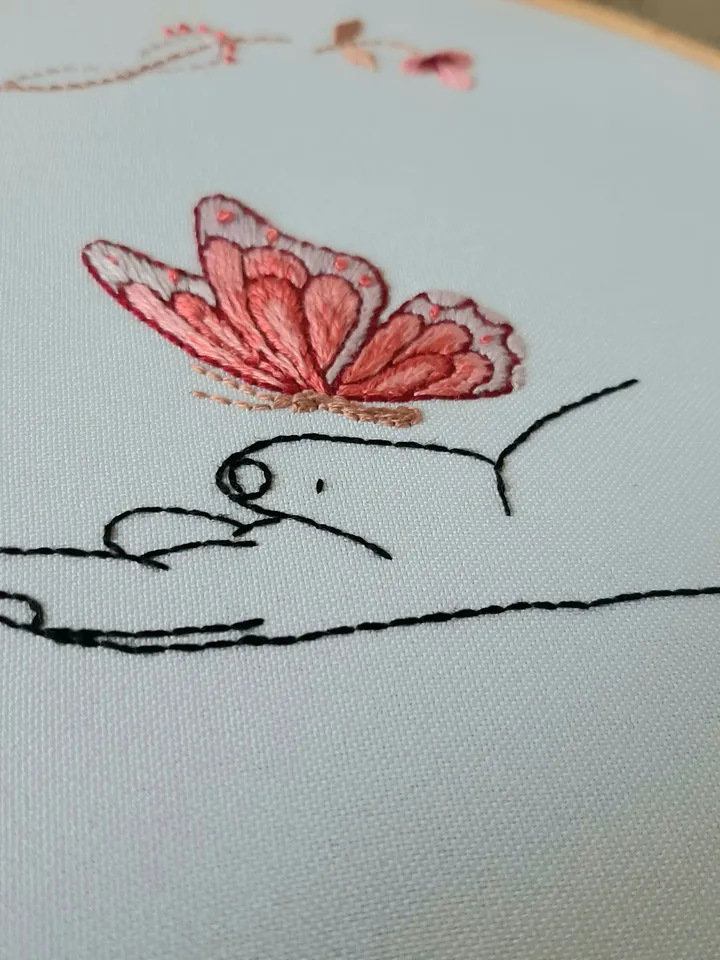 Pink butterfly pattern pdf embroidery, Easy embroidery DIY, baby metric