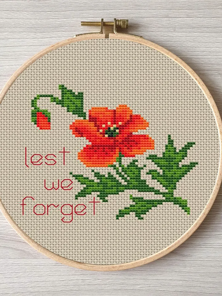 Poppy cross stitch pattern pdf DIY Design flower digital Small pattern cross stitch.