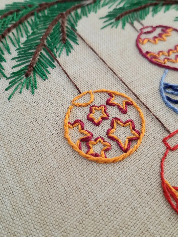 Christmas tree balls pattern pdf embroidery, Easy embroidery DIY