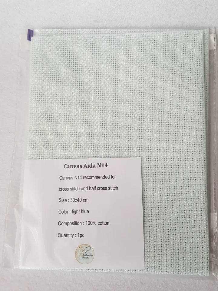 14 count AIDA canvas for cross stitsh, light blue fabric for embroidery, fabric needlework