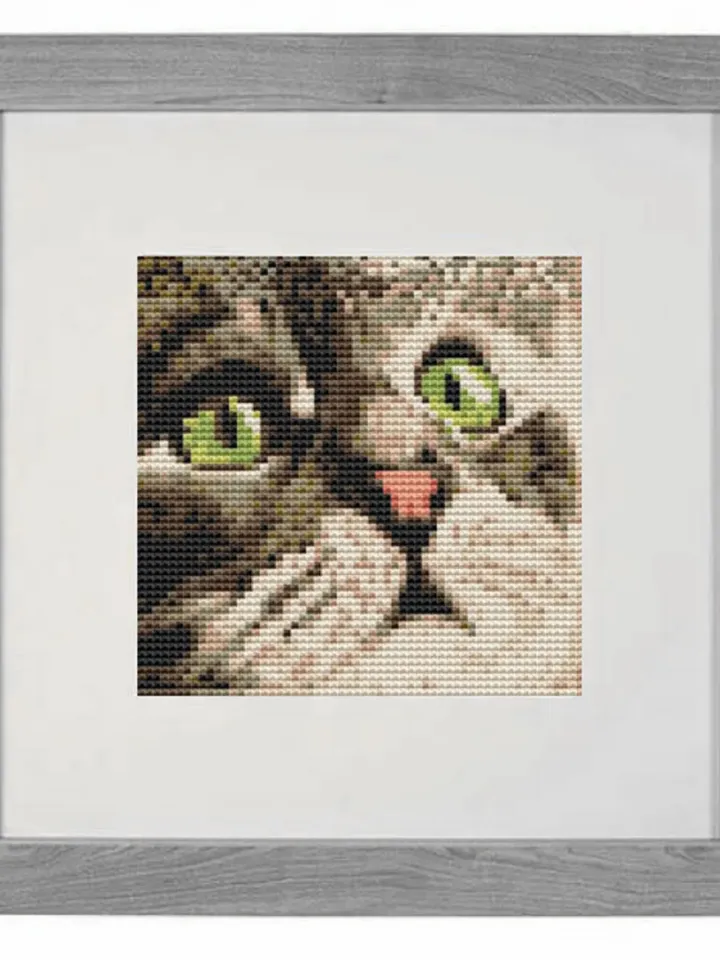 Cat pattern pdf cross stitch, pets embroidery DIY, small pattern