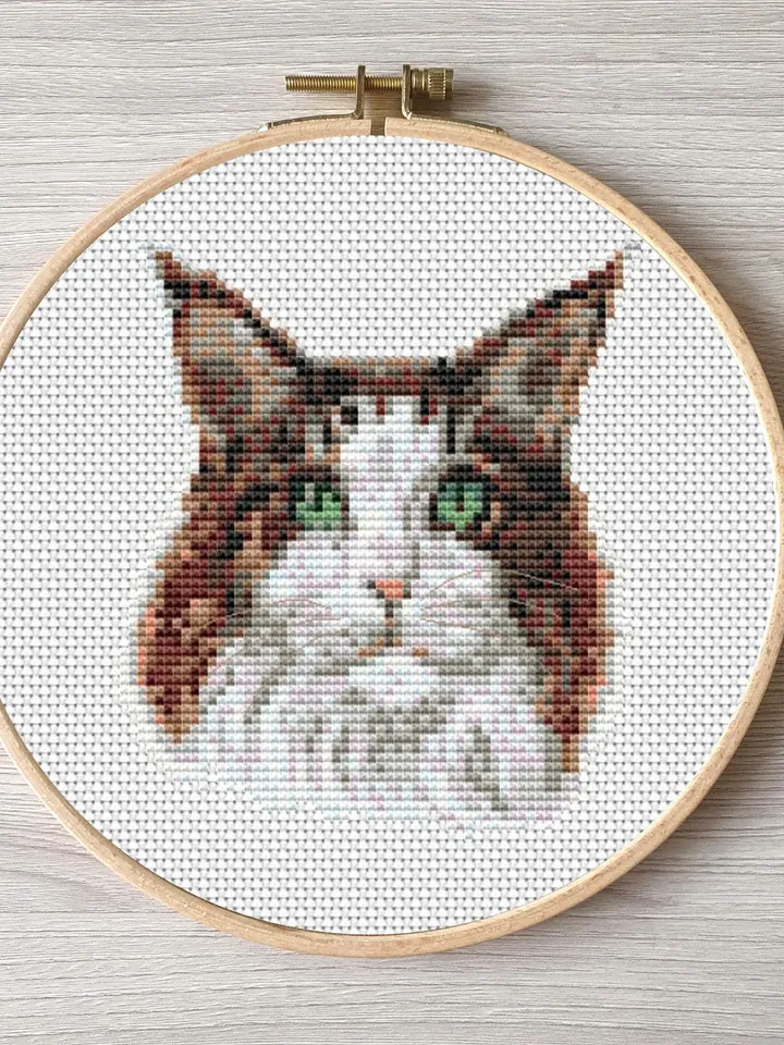 Cat pattern pdf cross stitch, pets embroidery DIY