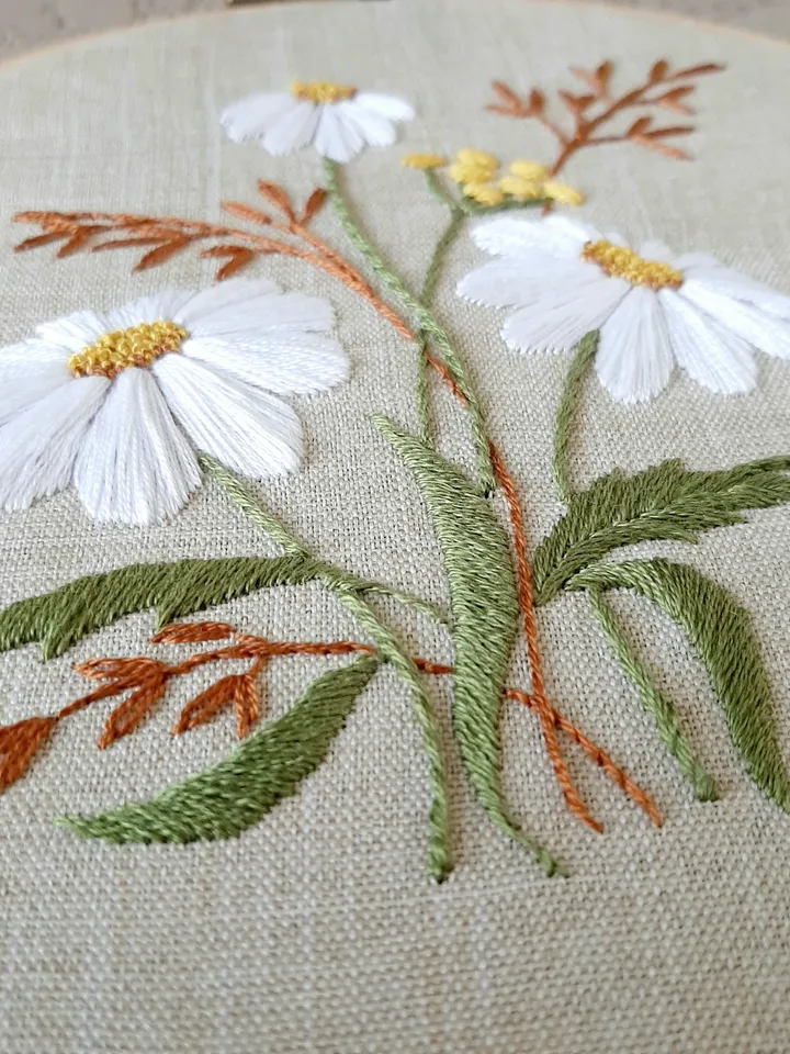 Daisy pattern hand embroidery DIY, Floral design pdf