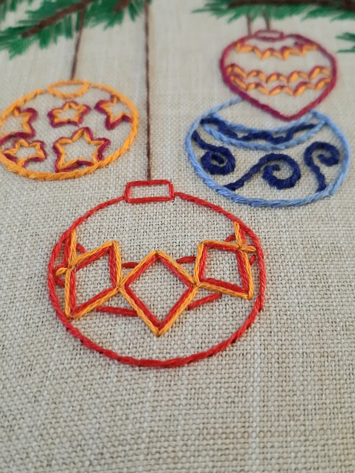 Christmas tree balls pattern pdf embroidery, Easy embroidery DIY