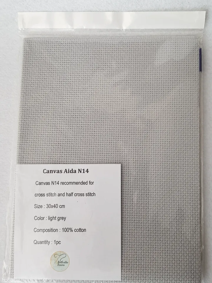 14 count AIDA canvas for cross stitsh, light grey fabric for embroidery, fabric needlework