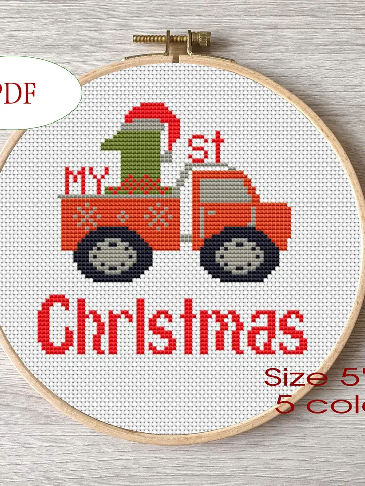 Christmas pattern pdf cross stitch, Easy embroidery my 1st Christmas