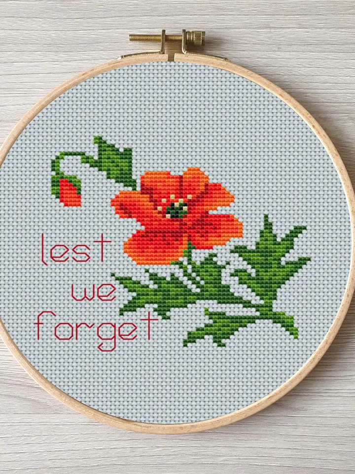 Poppy cross stitch pattern pdf DIY Design flower digital Small pattern cross stitch.