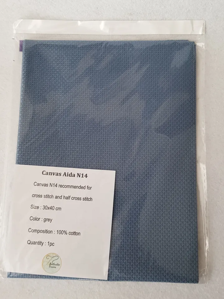 14 count AIDA canvas for cross stitsh, grey blue fabric for embroidery, fabric needlework