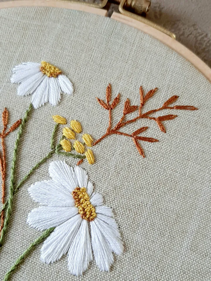 Daisy pattern hand embroidery DIY, Floral design pdf