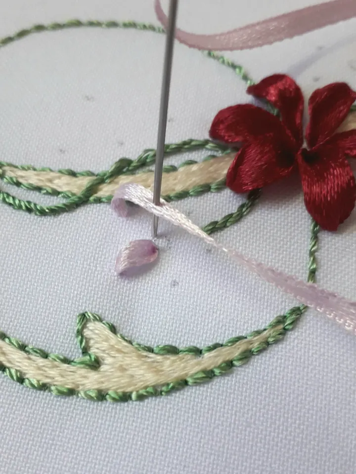 Floral letter S pdf hand embroidery beginner Flower monogram alphabet ribbon embroidery