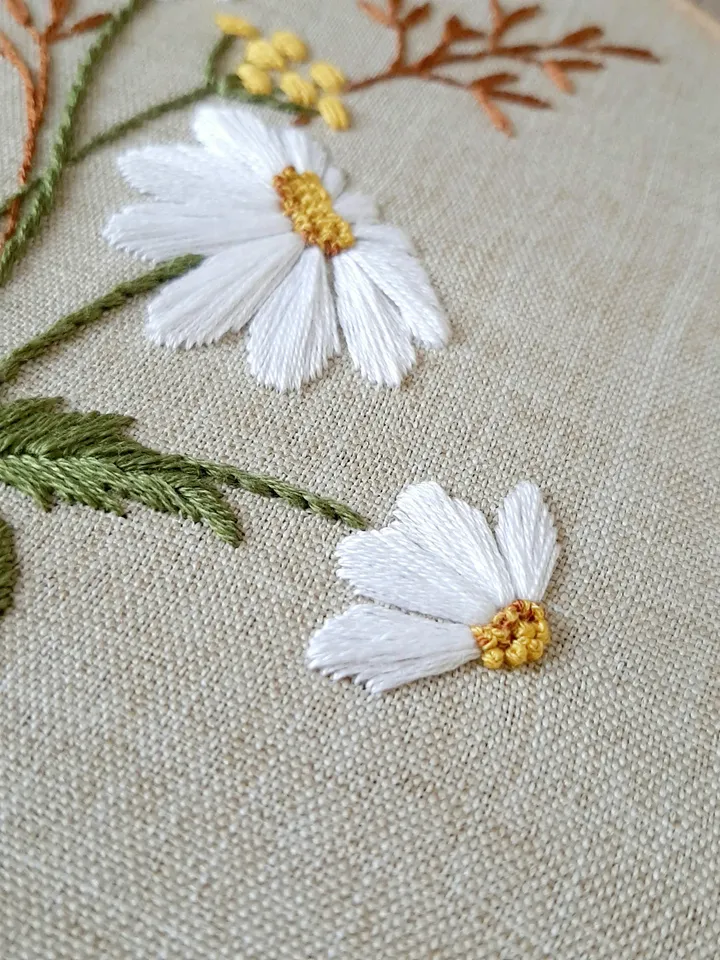 Daisy pattern hand embroidery DIY, Floral design pdf