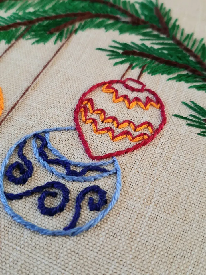 Christmas tree balls pattern pdf embroidery, Easy embroidery DIY