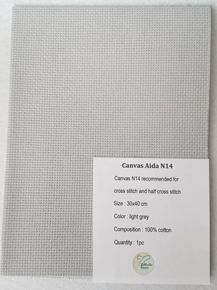14 count AIDA canvas for cross stitsh, light grey fabric for embroidery, fabric needlework
