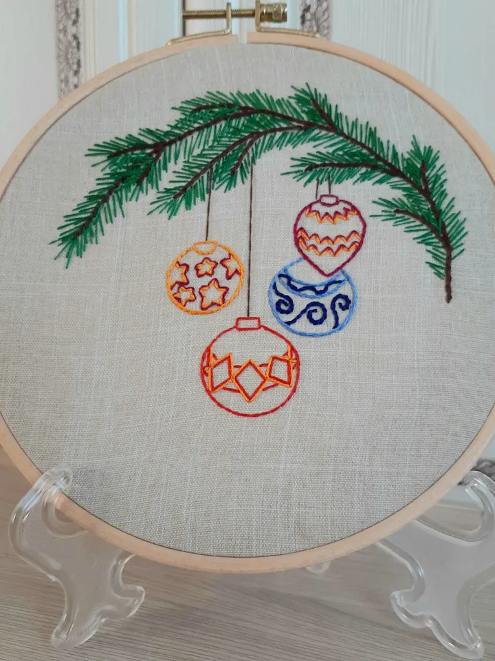 Christmas tree balls pattern pdf embroidery, Easy embroidery DIY