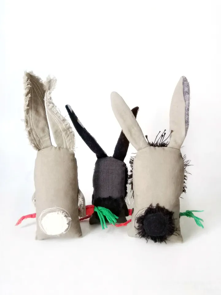 Unique Handmade Textile Art Bunnies - Charming One-of-a-Kind Creations. Handcrafted Interior Toys. Shop Our Collection of Eerie and Whimsical Dolls. FREE SHIPPING!