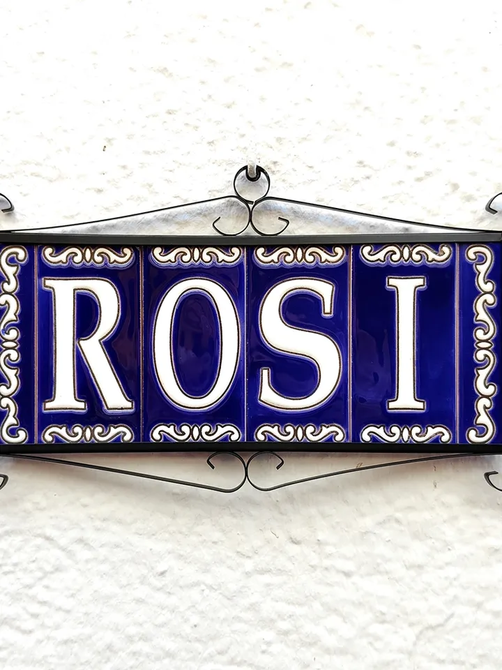 Ceramic letters and numbers 11cm (4.3") for the wall - Hand-glazed in Spain - "AZUL-FONDO" models - Ceramic letters number -