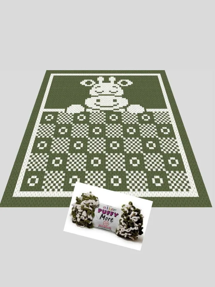 Loop yarn Finger knitted Sleeping Giraffe blanket pattern