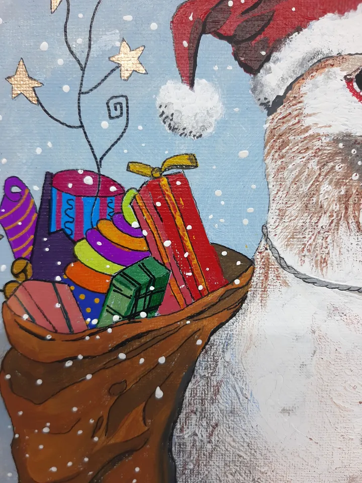 Goose Santa Claus original acrylic on a canvas board fantasy whimsical