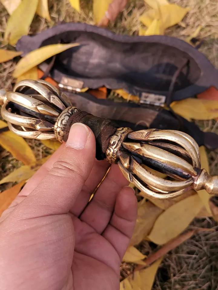 Gandhanra Powerful Vintage Vajra Dorje with Wooden Case ,Tibetan Tantric Buddhism (Vajrayana) Ritual Implement,Handmade in Nepal,7.0"