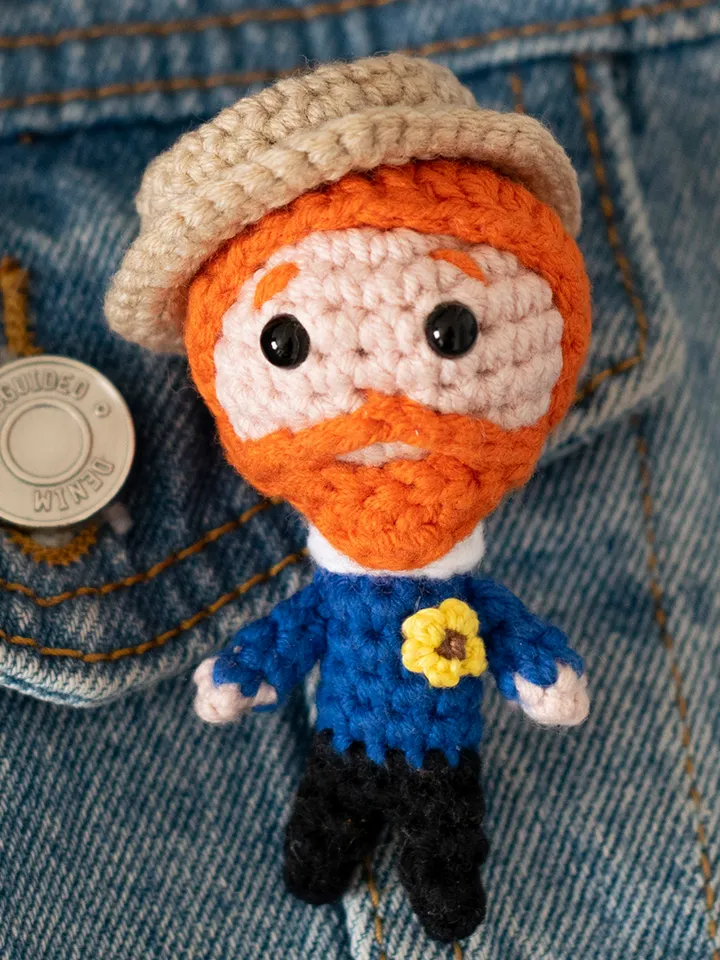 Artist Vincent van Gogh doll gift idea for creative people, crochet art toy, van Gogh figurine exclusive handmade gift