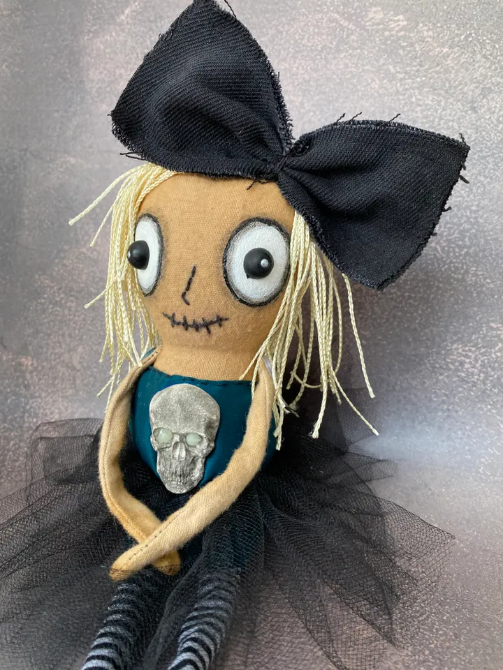 Creepy Cute doll . Rag doll . Goth gifts for her . Halloween home decor . Halloween gift ideas . Handmade doll .