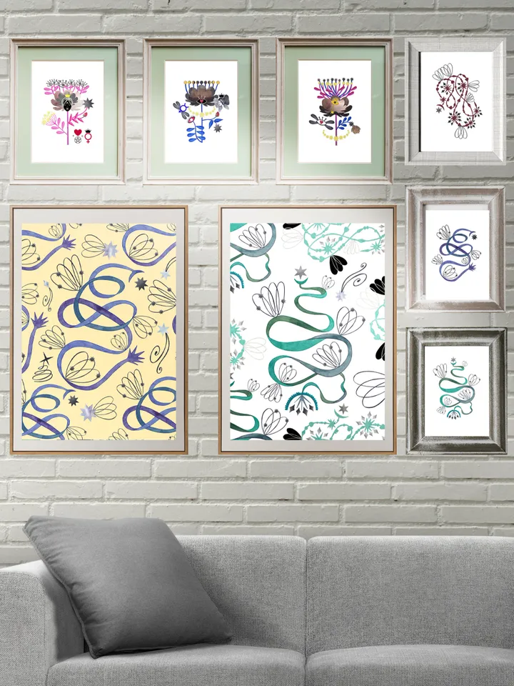 Art print Peony Eye Stars Key SET 2
