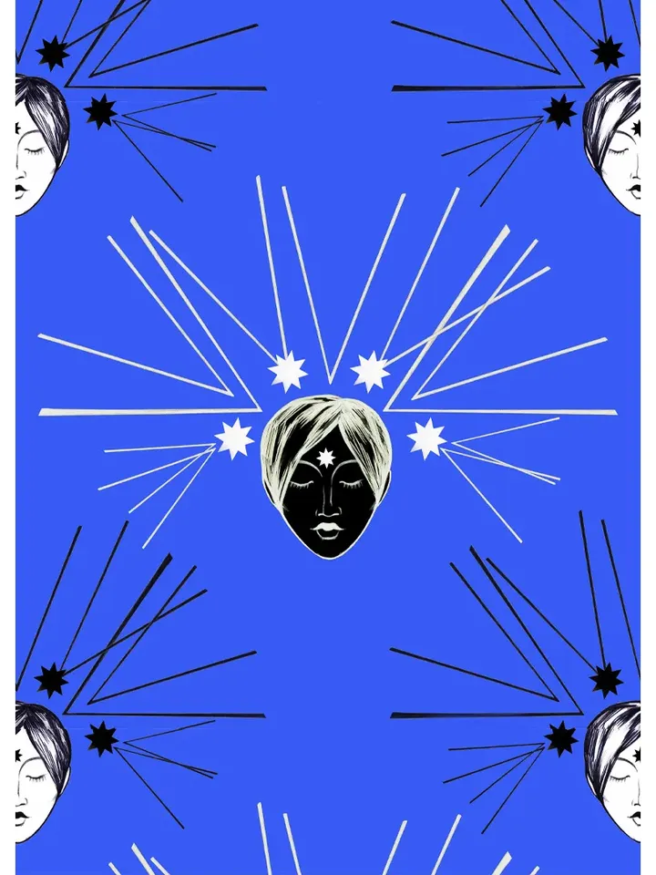 Art print Face on a blue background PNG JPG 300 dpi RGB